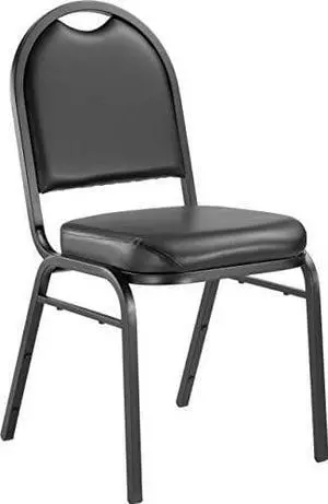 NPS 9210-BT Vinyl-upholstered Dome Back Stack Chair with Steel Black Sandtex Frame, 300-lb Weight Capacity, 18" Length x 20" Width x 34" Height, Black
