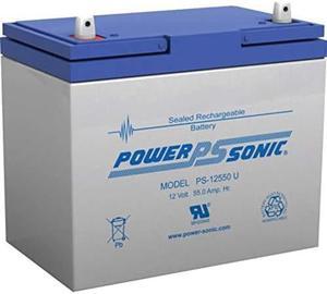 PowerSonic PS-12550 - 12 Volt/55 Amp Hour Sealed Lead Acid Battery with Nut-Bolt Terminal