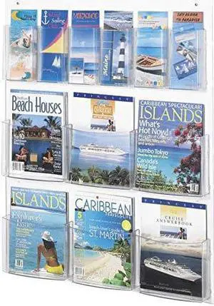 Safco Products 5668CL Clear2c Literature Display, 6 Magazine and 6 Pamphlet, Clear
