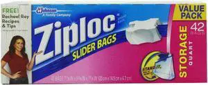 Ziploc Slider Storage Bag, Quart Value Pack, 42 Count (Pack of 3) Ziploc Slider Storage Bag, Quart Value Pack, 42 Count (Pack of 3)