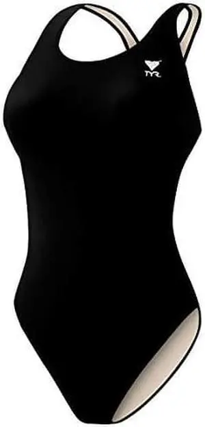 TYR Sport Womens Solid Maxback Swim Suit (Black, 42)