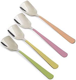 RSVP International Ice Cream Tool Collection Dishwasher Safe, Large Handle, Spoon S/4-Colorful, Stainless Steel