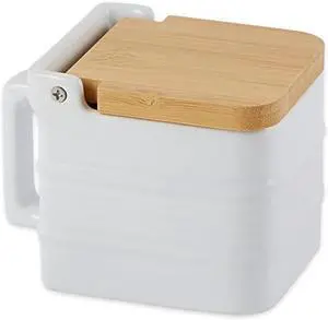 RSVP International White Stoneware Kitchen Collection, Salt Box, 4.5x3.25x3.5