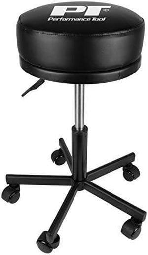 Performance Tool W85033 Extra-Thick Big Top Pneumatic Rolling Shop Stool for Mechanic Garages and Workshops, Black, 19x19x18.5 inches