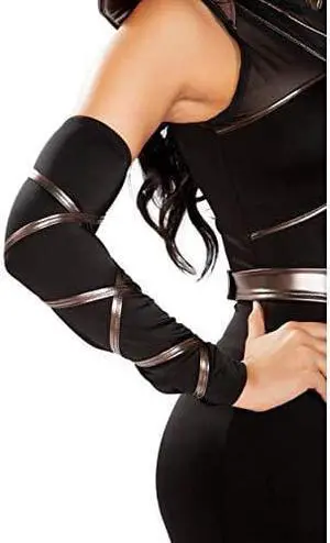 Roma Costume Pair of Arm Cuffs with Strap Detail, Black/Grey, One Size Roma Costume Pair of Arm Cuffs with Strap Detail, Black/Grey, One Size