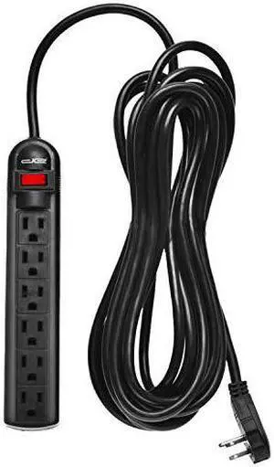 Digital Energy 6-Outlet Surge Protector Power Strip with 25 Foot Long Extension Cord, Black, Flat Plug, ETL Listed/UL Standard
