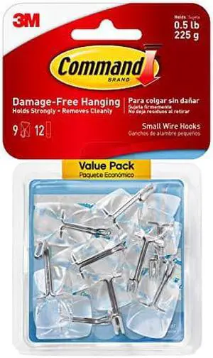Command Small Clear Wire Hooks, 9-Hooks/Pack, 4-Packs (36 Hooks Total), Organize Damage-Free Command Small Clear Wire Hooks, 9-Hooks/Pack, 4-Packs (36 Hooks Total), Organize Damage-Free