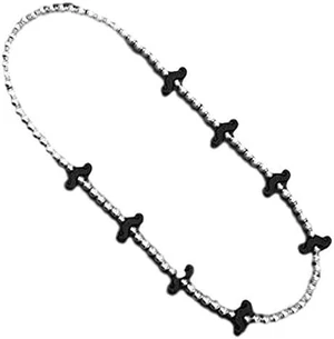blinkee Black Mustache Beaded Silver and Black Necklace blinkee Black Mustache Beaded Silver and Black Necklace