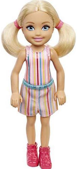 Barbie Chelsea Doll (6-inch Blonde) Wearing Skirt with Striped Print and Pink Boots, Gift for 3 to 7 Year Olds