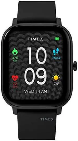 Timex Metropolitan S AMOLED Smartwatch with GPS & Heart Rate 36mm  Black with Black Silicone Strap