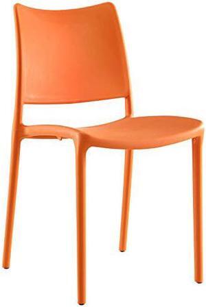 Modway MO- Hipster Contemporary Modern Molded Plastic Stacking, Dining Chair, Orange
