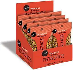 Wonderful Pistachios, No Shells, Chili Roasted, 2.25 Oz (Pack Of 8) Wonderful Pistachios, No Shells, Chili Roasted, 2.25 Oz (Pack Of 8)