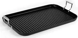 Nonstick Stove Top grill Pan - PTFEPFOAPFOS Free Need two Burners 20 x 13 Hard-Anodized Non stick grill & griddle Pan - Kitchen cookware , Dishwasher Safe - Nutrichef NcgRP59