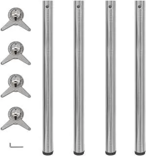 vidaXL 4 Height Adjustable Table Legs Brushed Nickel 34.3" vidaXL 4 Height Adjustable Table Legs Brushed Nickel 34.3"