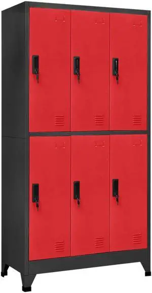 vidaXL Locker Cabinet Anthracite and Red 35.4"x17.7"x70.9" Steel