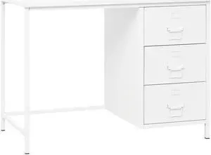 vidaXL Industrial Desk with Drawers White 41.3"x20.5"x29.5" Steel