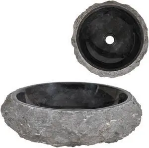 vidaXL Sink 15.7"x4.7" Marble Black