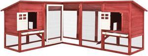 vidaXL Outdoor Rabbit Hutch with Run Red and White Solid Fir Wood