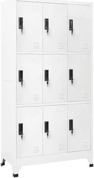 vidaXL Locker Cabinet White 35.4"x17.7"x70.9" Steel