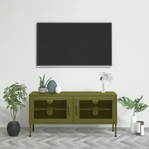 vidaXL TV Cabinet Olive Green 41.3"x13.8"x19.7" Steel vidaXL TV Cabinet Olive Green 41.3"x13.8"x19.7" Steel