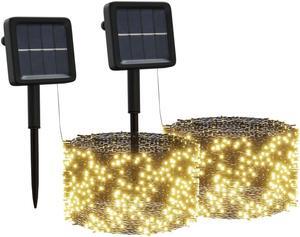 vidaXL Solar Fairy Lights 2 Pcs Christmas Holiday LED String Lights Warm White