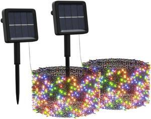 vidaXL Solar Fairy Lights 2 Pcs Christmas Holiday LED String Lights Colorful