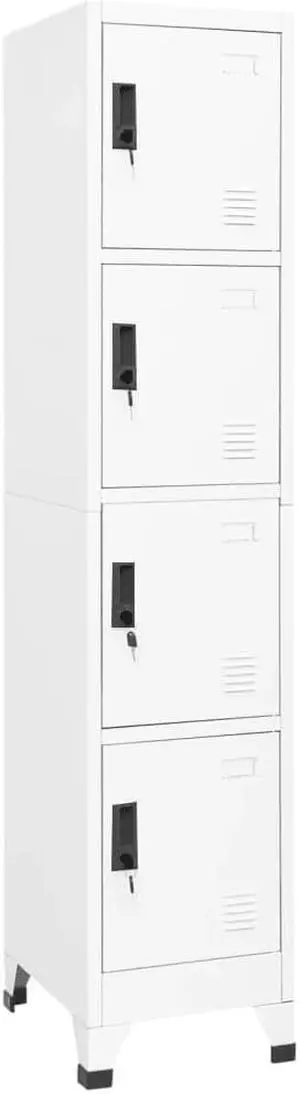 vidaXL Locker Cabinet White 15"x17.7"x70.9" Steel