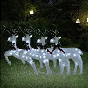 vidaXL Christmas Reindeers 4 pcs White 80 LEDs vidaXL Christmas Reindeers 4 pcs White 80 LEDs