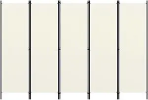 vidaXL 5-Panel Room Divider Cream White 98.4"x70.9"