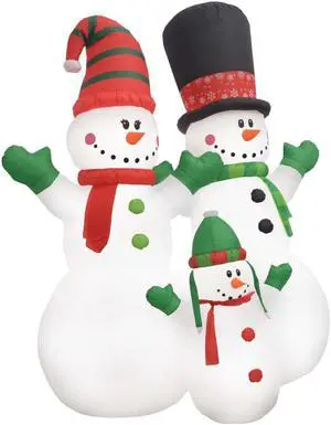 vidaXL Inflatable Snowman Family with LEDs8 ft