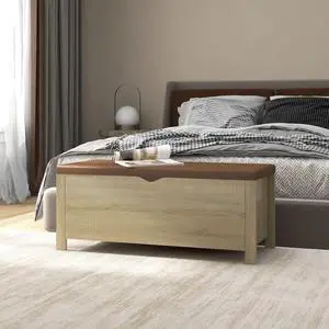 vidaXL Storage Box with Cushion Sonoma Oak 41.3"x15.7"x17.7" Engineered Wood