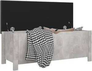 vidaXL Storage Box with Cushion Concrete Gray 41.3"x15.7"x17.7" Engineered Wood