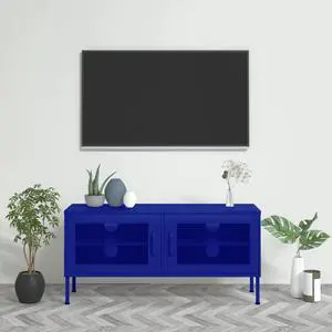 vidaXL TV Cabinet Navy Blue 41.3"x13.8"x19.7" Steel vidaXL TV Cabinet Navy Blue 41.3"x13.8"x19.7" Steel
