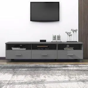 vidaXL TV Cabinet Dark Gray 62.2"x15.7"x15.7" Solid Wood Pine vidaXL TV Cabinet Dark Gray 62.2"x15.7"x15.7" Solid Wood Pine