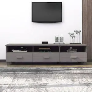 vidaXL TV Cabinet Light Gray 62.2"x15.7"x15.7" Solid Wood Pine vidaXL TV Cabinet Light Gray 62.2"x15.7"x15.7" Solid Wood Pine