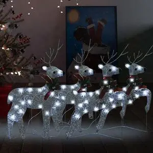 vidaXL Christmas Reindeers 4 pcs Silver 80 LEDs vidaXL Christmas Reindeers 4 pcs Silver 80 LEDs