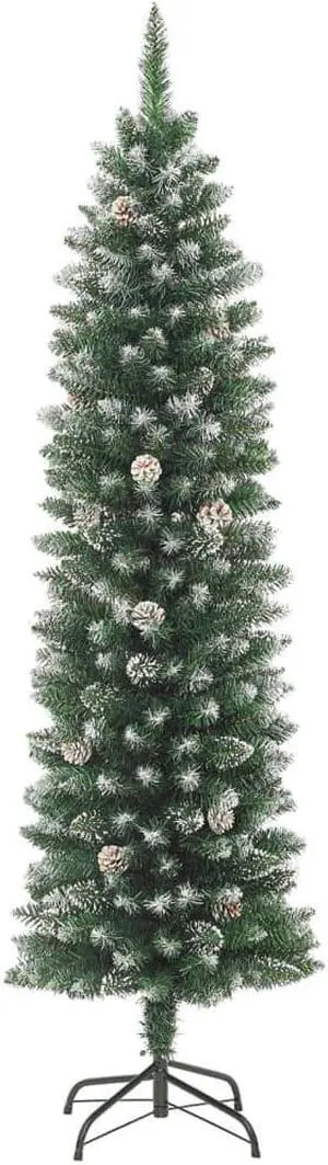 vidaXL Artificial Slim Christmas Tree with Stand 7 ft PVC vidaXL Artificial Slim Christmas Tree with Stand 7 ft PVC