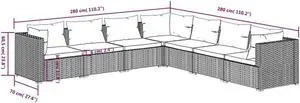 vidaXL Patio Lounge Set 7 Piece with Cushions Poly Rattan Black Garden Seat