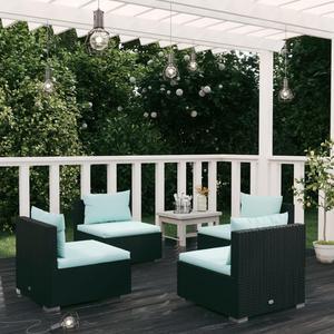 vidaXL 4 Piece Patio Lounge Set with Cushions Poly Rattan Black