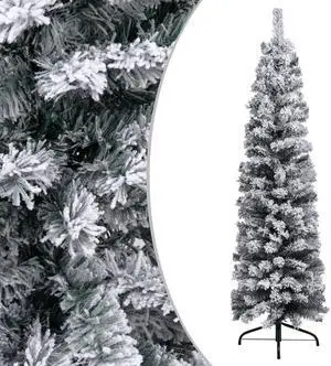 vidaXL Slim Artificial Christmas Tree with LEDs&Ball Set Green 59.1" vidaXL Slim Artificial Christmas Tree with LEDs&Ball Set Green 59.1"