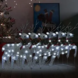 vidaXL Christmas Reindeers 6 pcs Silver 120 LEDs vidaXL Christmas Reindeers 6 pcs Silver 120 LEDs