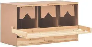 vidaXL Chicken Laying Nest 3 Compartments 28.3"x13"x15" Solid Pine Wood