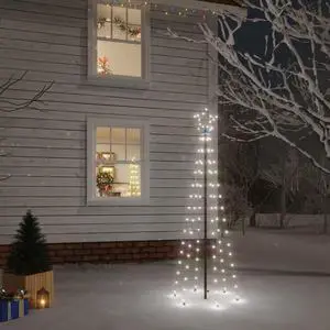 vidaXL Christmas Tree with Spike Cold White 108 LEDs 6 ft