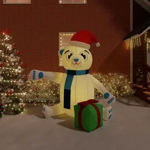 vidaXL Christmas Inflatable Teddy Bear LED 94.5"