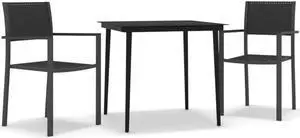vidaXL 3 Piece Patio Dining Set Black vidaXL 3 Piece Patio Dining Set Black