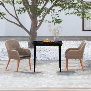 vidaXL 3 Piece Patio Dining Set with Cushions Brown vidaXL 3 Piece Patio Dining Set with Cushions Brown