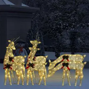 vidaXL Christmas Reindeers 6 pcs Gold Warm White Mesh vidaXL Christmas Reindeers 6 pcs Gold Warm White Mesh