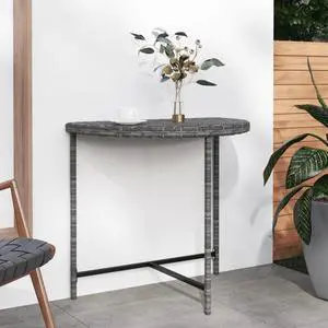 vidaXL Patio Table Gray 31.5"x19.7"x29.5" Poly Rattan