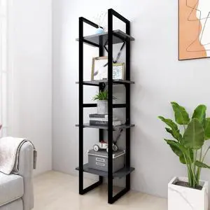 vidaXL 4-Tier Book Cabinet Gray 15.7"x11.8"x55.1" Engineered Wood vidaXL 4-Tier Book Cabinet Gray 15.7"x11.8"x55.1" Engineered Wood