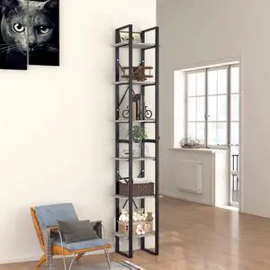 vidaXL 6-Tier Book Cabinet Concrete Gray 15.7"x11.8"x82.7" Engineered Wood vidaXL 6-Tier Book Cabinet Concrete Gray 15.7"x11.8"x82.7" Engineered Wood